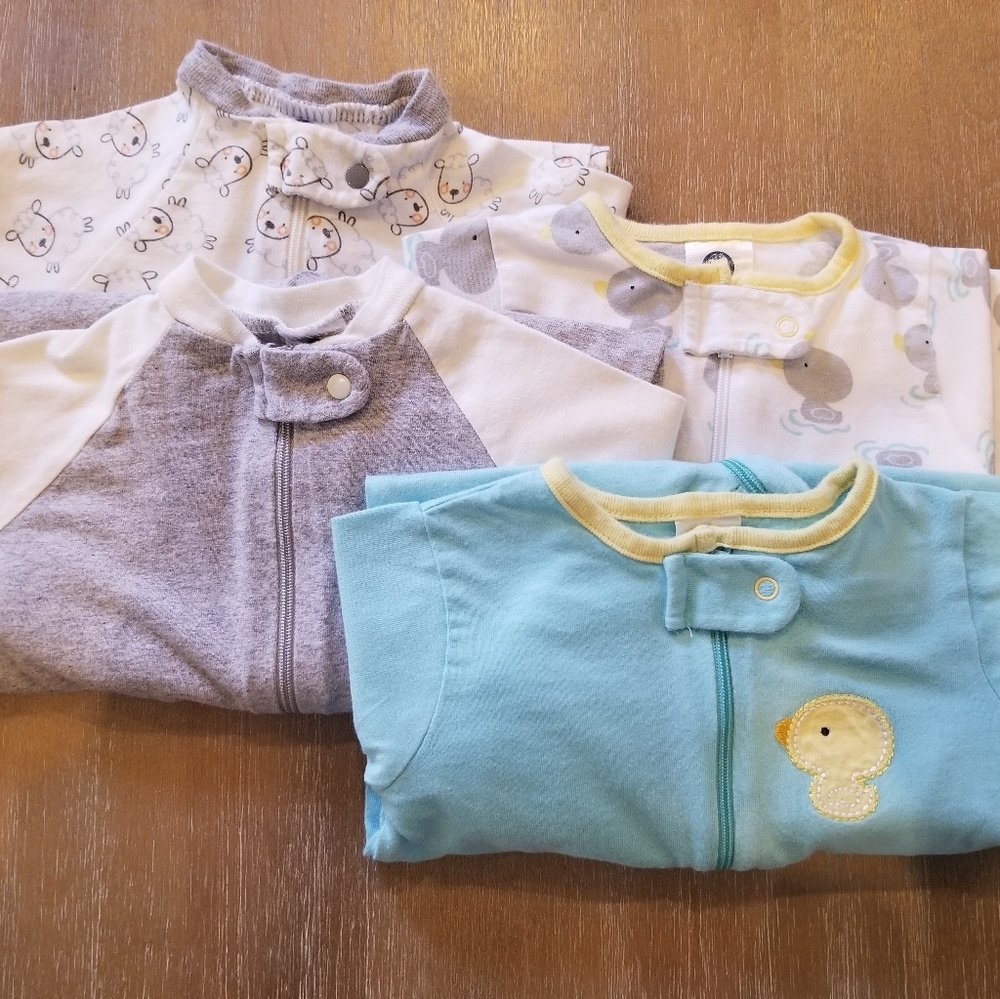 0-3 mo unisex footed baby pajamas
